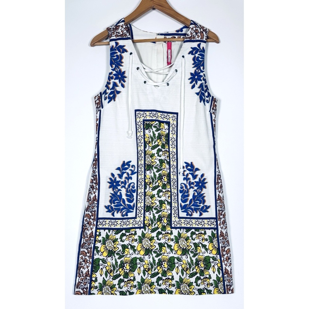 Anthropologie Plenty Tracy Reese Shift Dress Medium White Blue Green Floral
